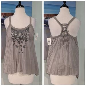 NWT Willow & Clay gray embellished tank